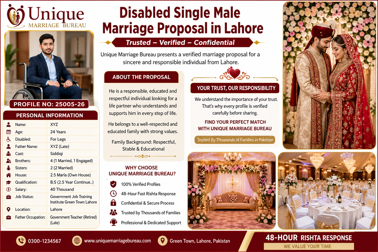 Disabled Single Male Marriage Proposal in Lahore