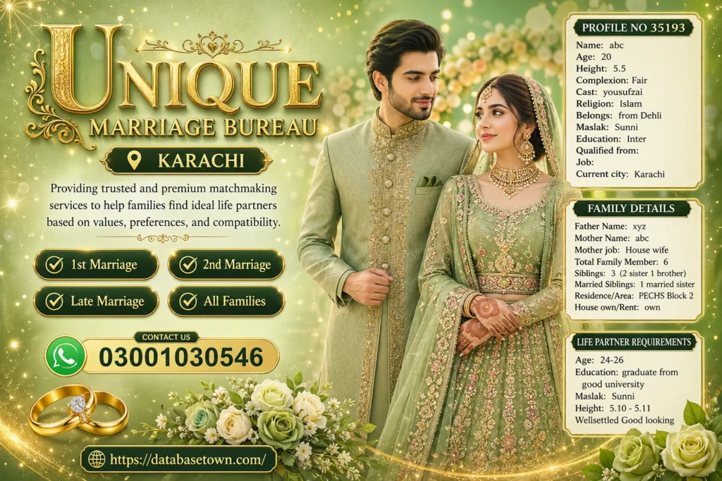 Unique Marriage Bureau: Premium Platform for Single Female Rishta in Karachi with Verified Matches 1