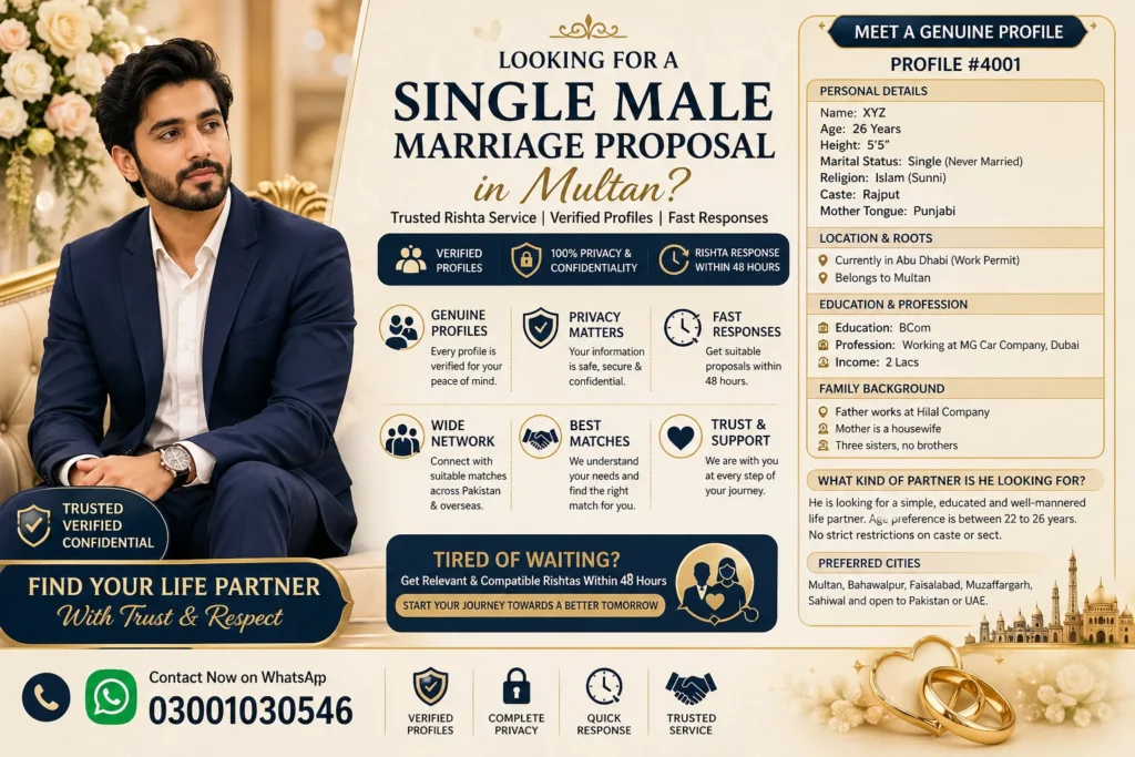 Unique Marriage Bureau – Trusted Platform for Single Male Marriage Proposal in Multan 1