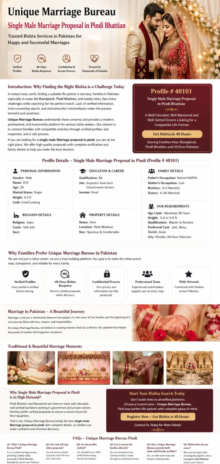 Single Male Marriage Proposal in Pindi for Verified Rishtas