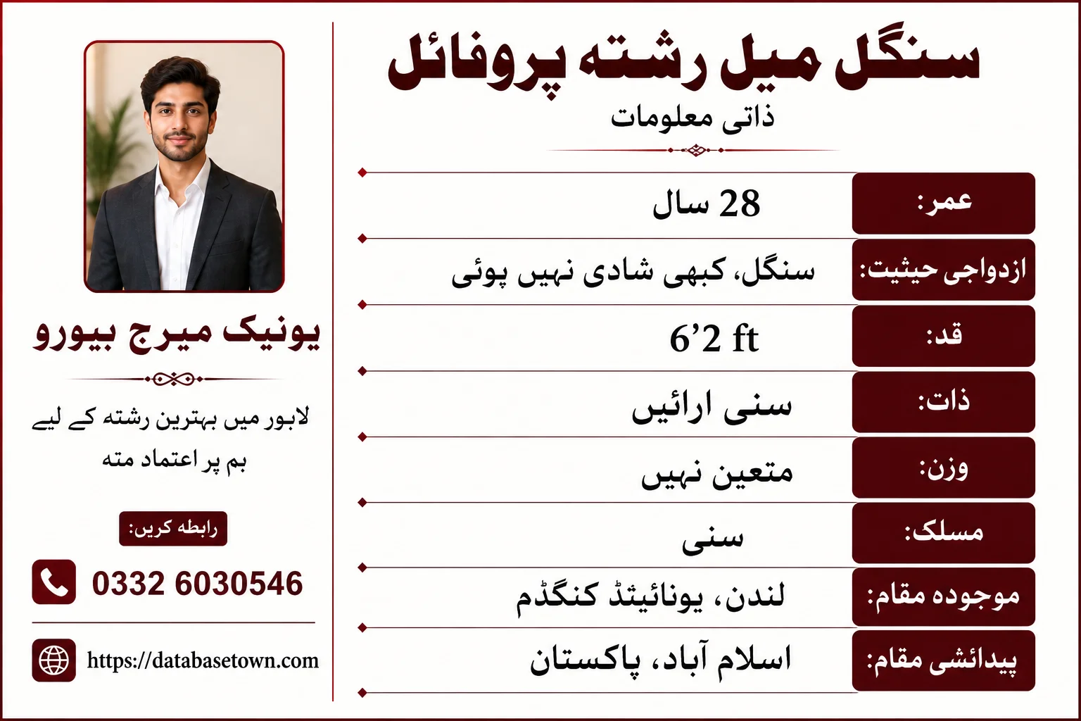Single Male Rishta Profile