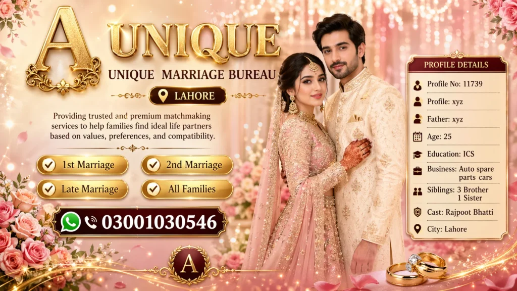 Unique Marriage Bureau for Single Male Rishta in Lahore – Advanced Matchmaking Solutions (Profile 11739) 1